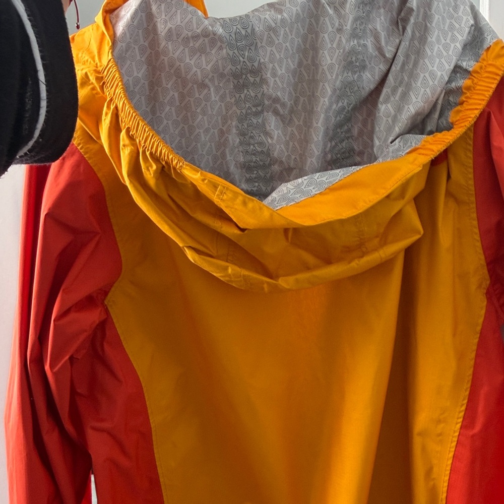 Marmot Kids Hooded Colorblock Rain Jacket in Yellow & Red-Orange - Picture 4 of 4